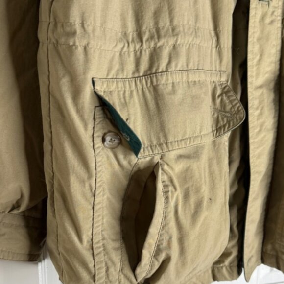 L.L. Bean Chore / Barn Jacket size large color tan with green collar - Picture 2 of 4